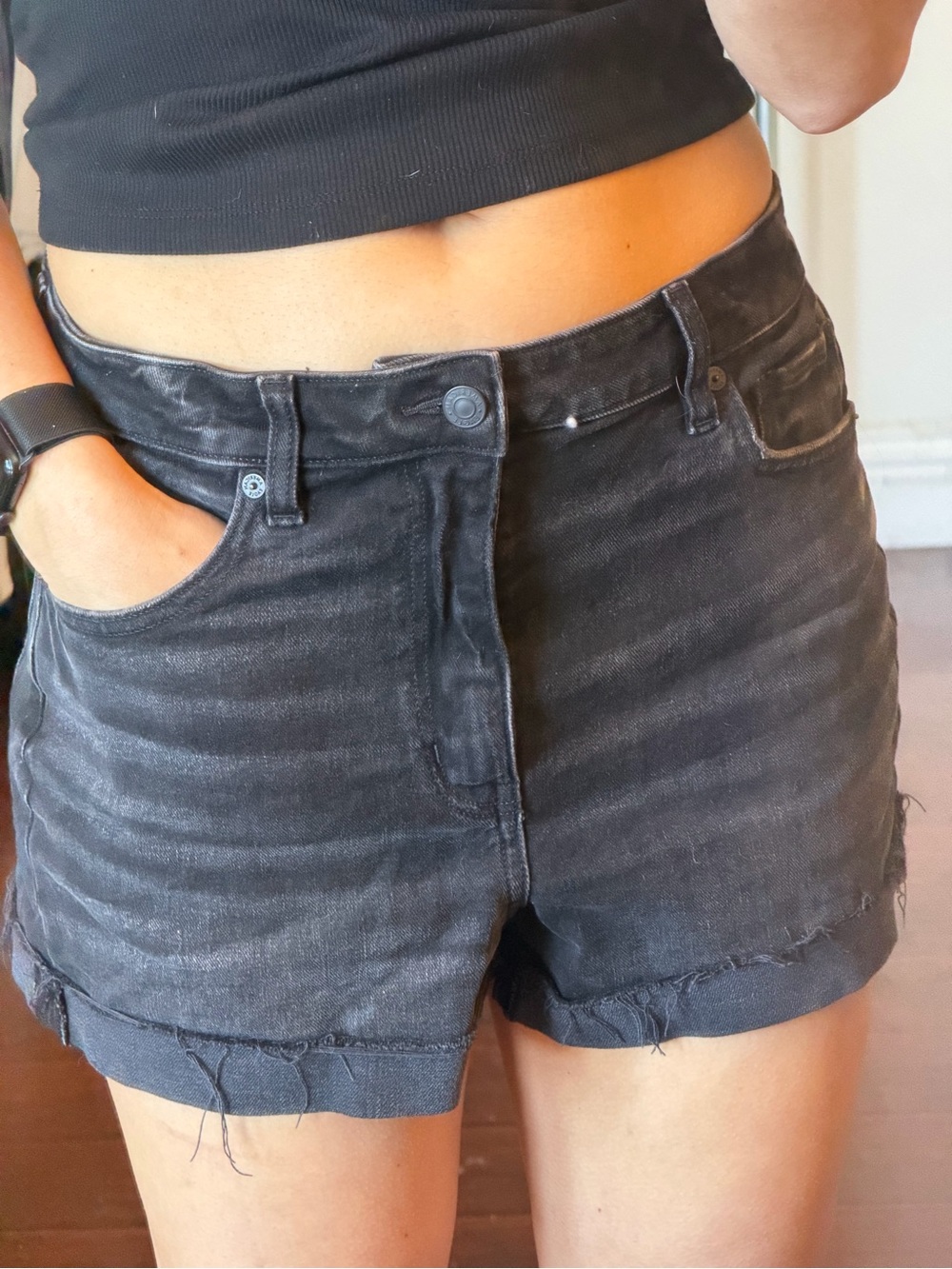 American Eagle Black Denim Shorts